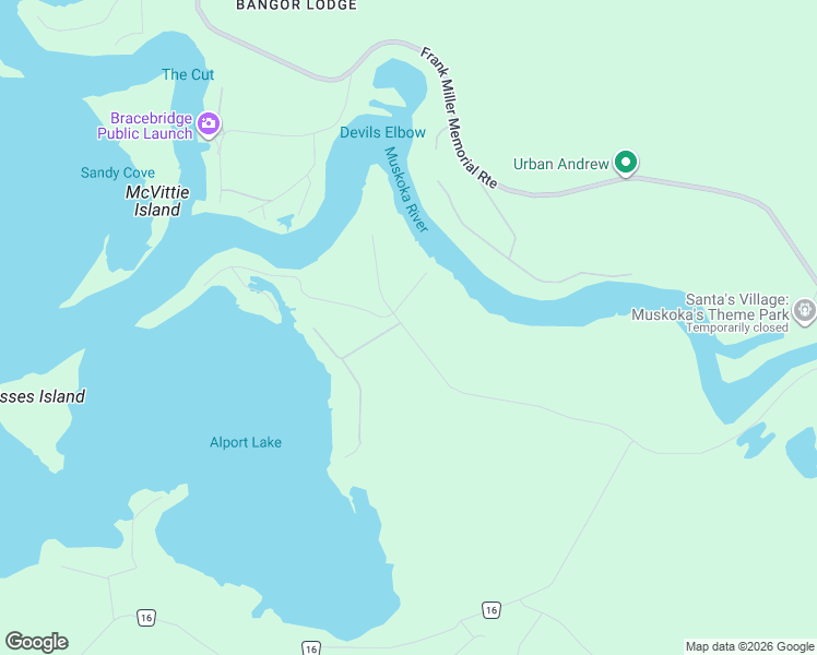 map of restaurants, bars, coffee shops, grocery stores, and more near 1071 Beaumont Farm Road in Bracebridge