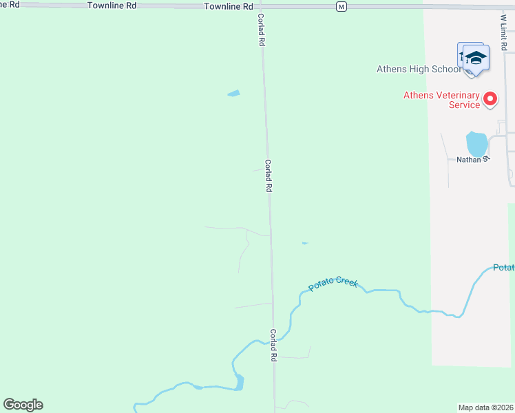 map of restaurants, bars, coffee shops, grocery stores, and more near 237510 Corlad Road in Athens