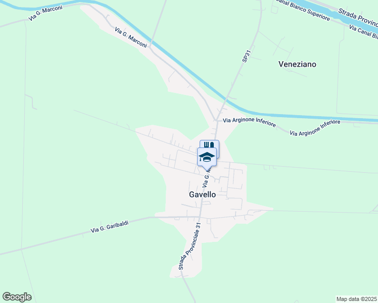 map of restaurants, bars, coffee shops, grocery stores, and more near 23 c Via A. Gramsci in Gavello