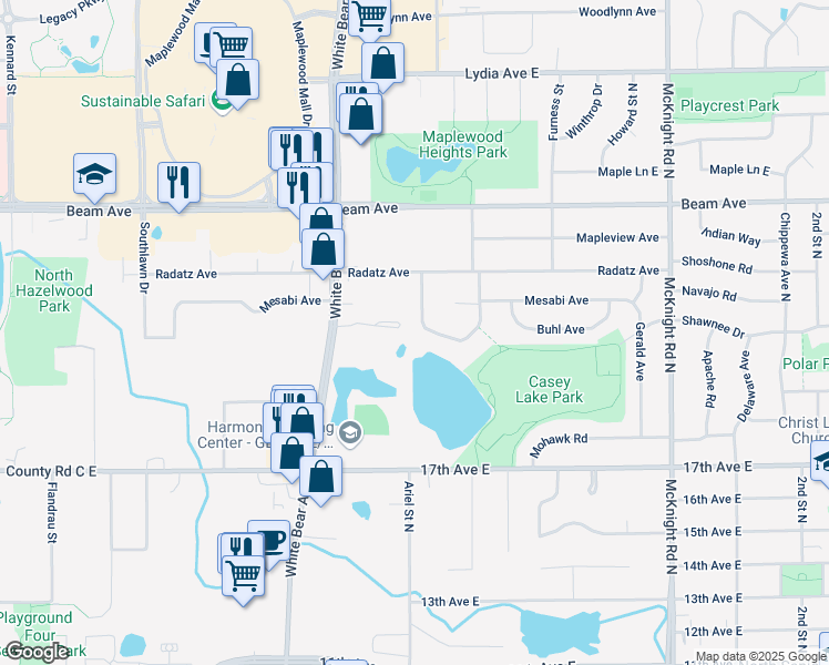 map of restaurants, bars, coffee shops, grocery stores, and more near 2740 Chisholm Avenue in North Saint Paul