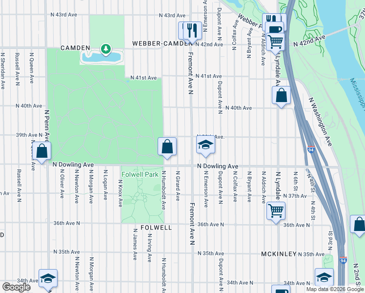 map of restaurants, bars, coffee shops, grocery stores, and more near 3855 North Girard Avenue in Minneapolis