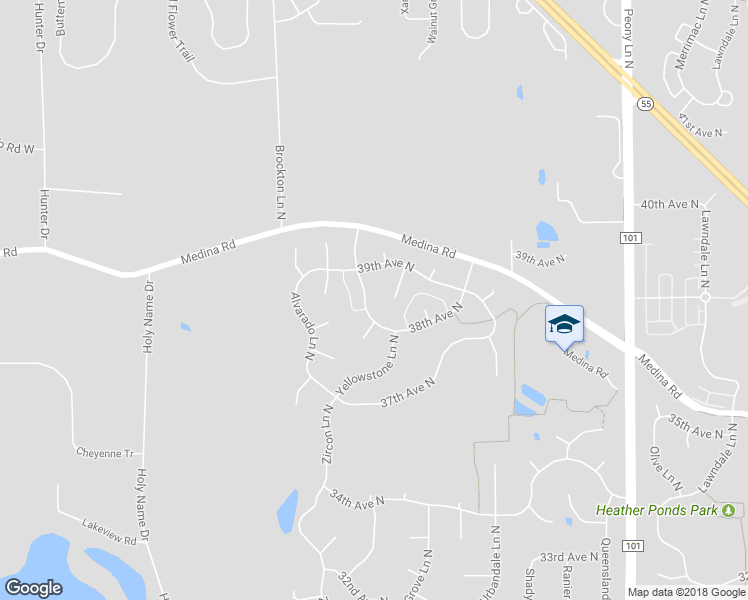 map of restaurants, bars, coffee shops, grocery stores, and more near 3850 Yellowstone Lane North in Plymouth