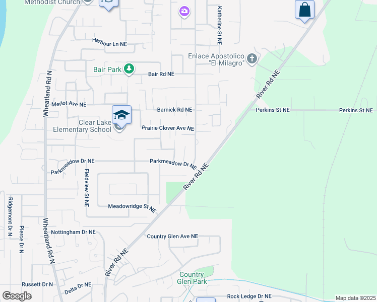 map of restaurants, bars, coffee shops, grocery stores, and more near 7357 Caneberry Court Northeast in Keizer