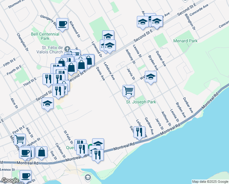 map of restaurants, bars, coffee shops, grocery stores, and more near in Cornwall