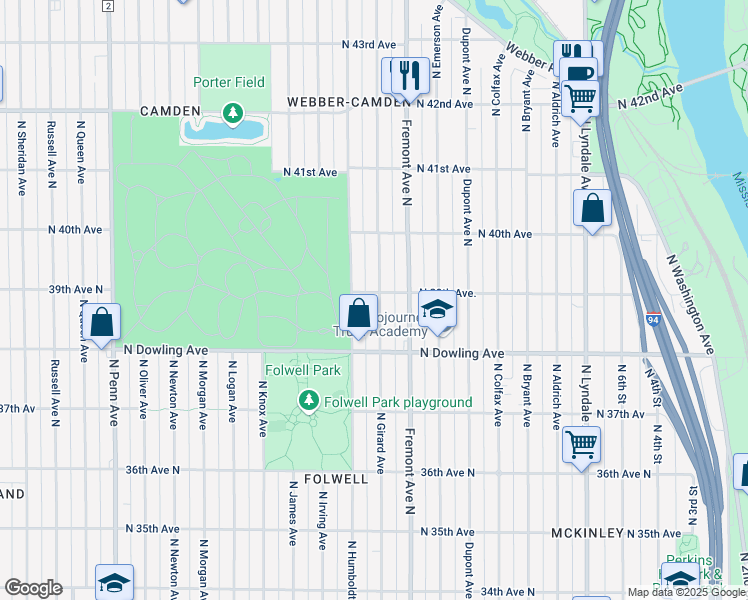 map of restaurants, bars, coffee shops, grocery stores, and more near 3855 North Girard Avenue in Minneapolis
