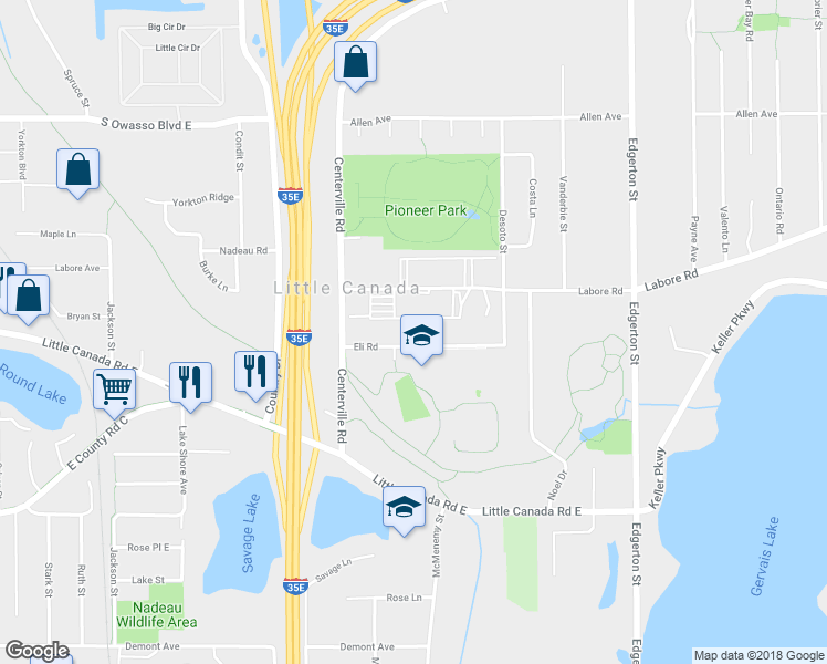 map of restaurants, bars, coffee shops, grocery stores, and more near 377 Eli Road in Saint Paul