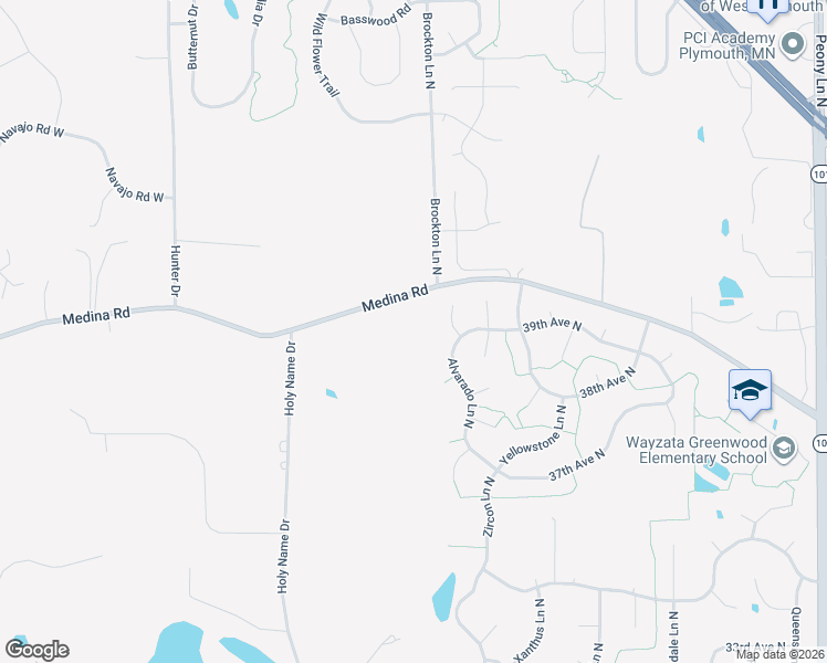 map of restaurants, bars, coffee shops, grocery stores, and more near 1-199 Medina Road in Medina