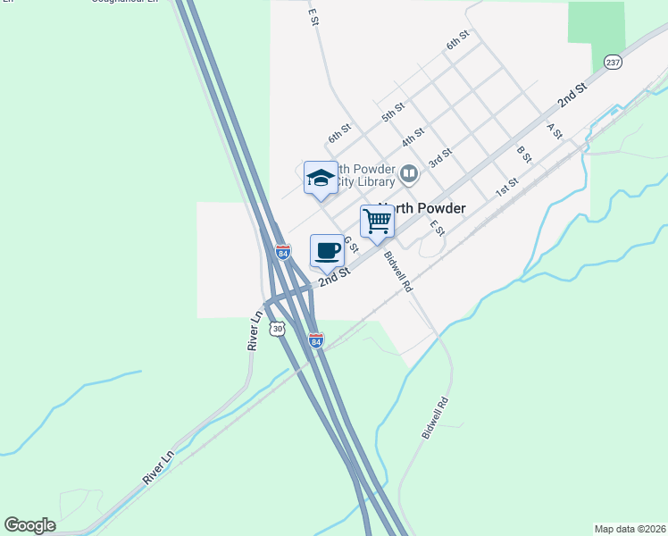 map of restaurants, bars, coffee shops, grocery stores, and more near 935 3rd Street in North Powder