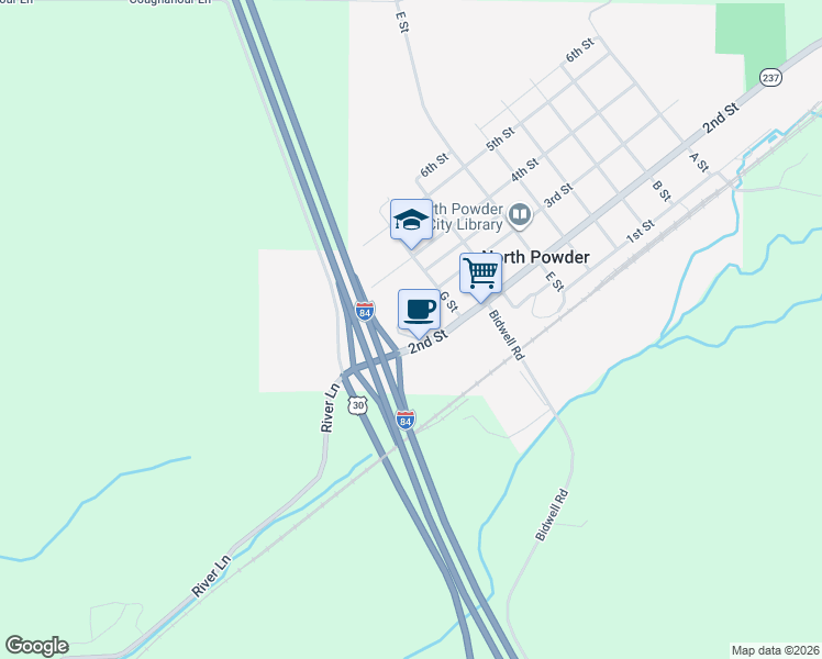 map of restaurants, bars, coffee shops, grocery stores, and more near 965 3rd Street in North Powder