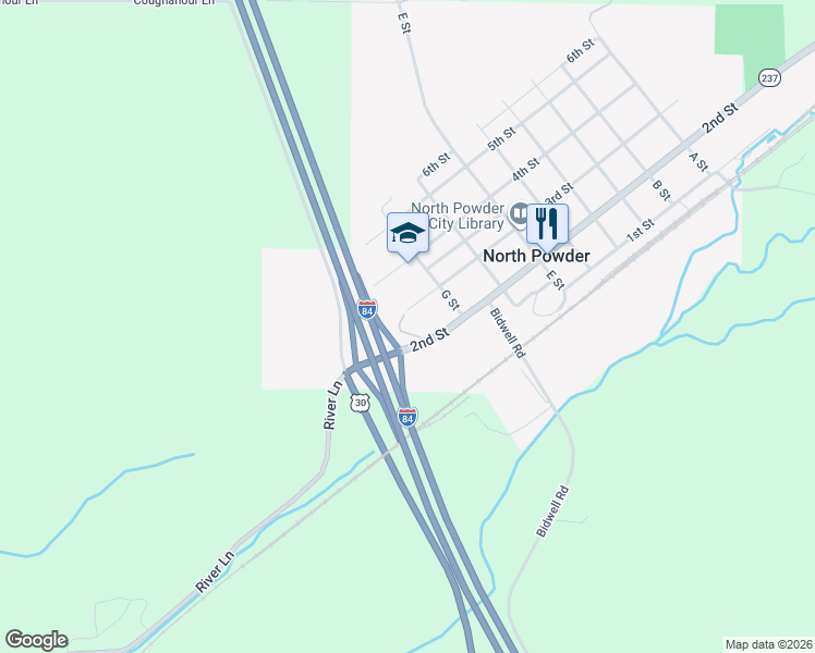 map of restaurants, bars, coffee shops, grocery stores, and more near 995 3rd Street in North Powder