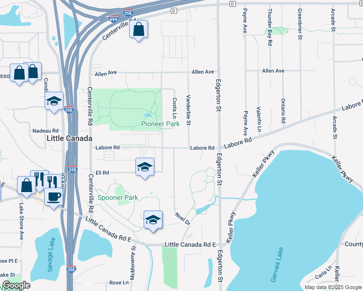 map of restaurants, bars, coffee shops, grocery stores, and more near 2851 Vanderbie Street in Saint Paul