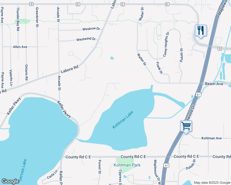 map of restaurants, bars, coffee shops, grocery stores, and more near 2851 Meadowlark Lane in Saint Paul