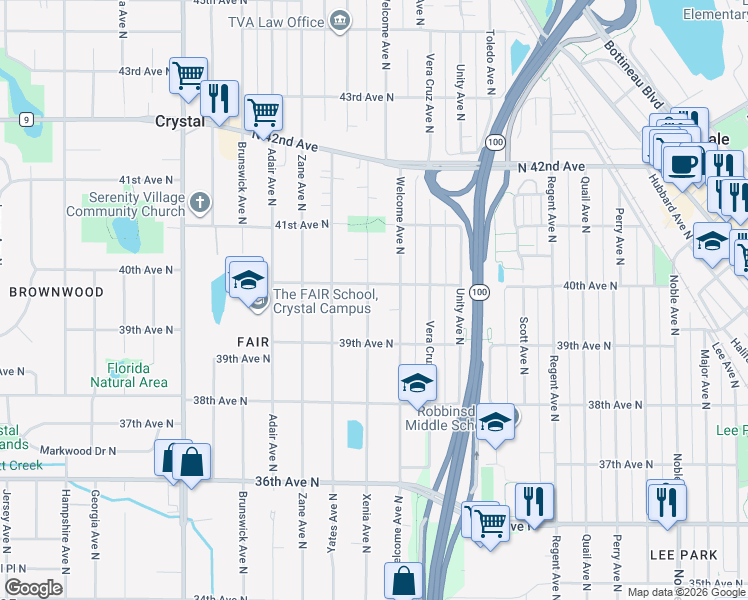 map of restaurants, bars, coffee shops, grocery stores, and more near 3935 Xenia Avenue North in Minneapolis