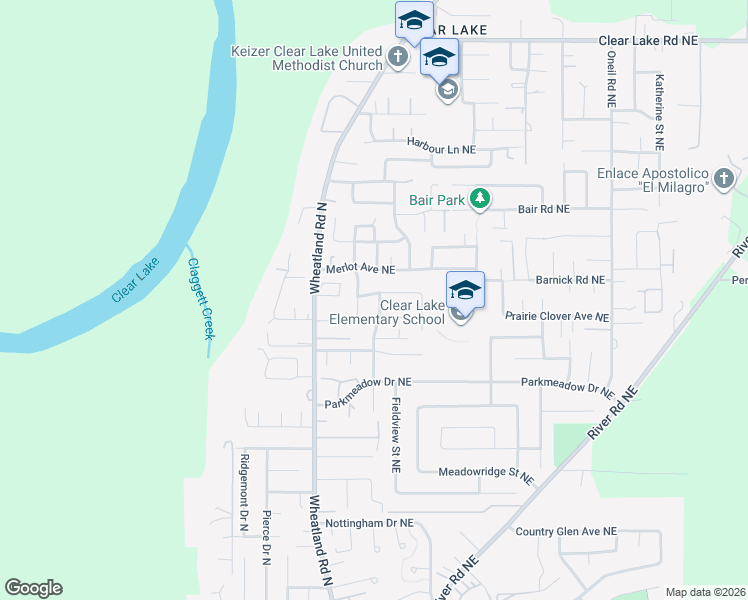 map of restaurants, bars, coffee shops, grocery stores, and more near 7445 Parkplace Drive Northeast in Keizer
