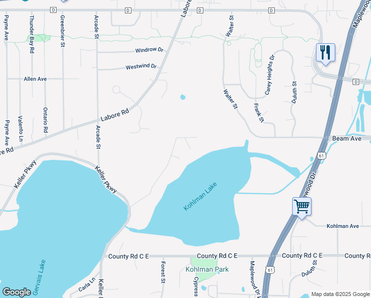 map of restaurants, bars, coffee shops, grocery stores, and more near 2851 Meadowlark Lane in Saint Paul