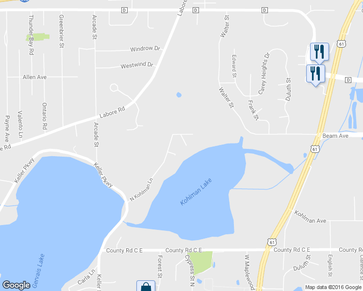 map of restaurants, bars, coffee shops, grocery stores, and more near 2851 Meadowlark Lane in Saint Paul