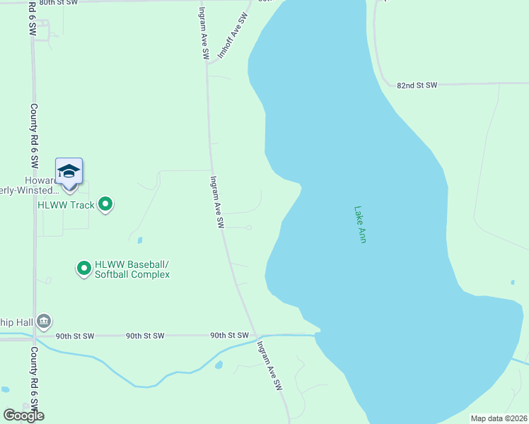 map of restaurants, bars, coffee shops, grocery stores, and more near 8090 86th Street Southwest in Howard Lake