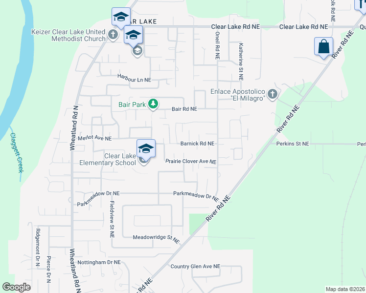 map of restaurants, bars, coffee shops, grocery stores, and more near 1288 Barnick Road Northeast in Keizer