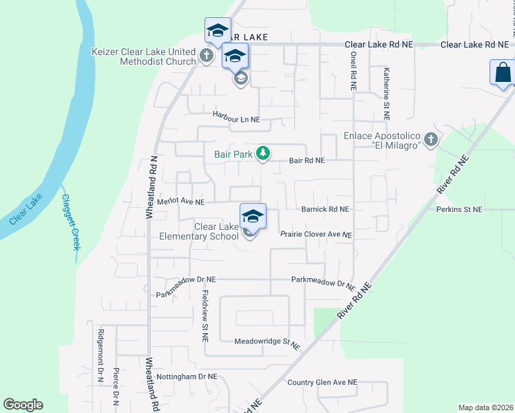 map of restaurants, bars, coffee shops, grocery stores, and more near 7526 Zinfandel Street Northeast in Keizer