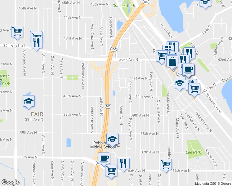 map of restaurants, bars, coffee shops, grocery stores, and more near 5213 Scott Court in Minneapolis