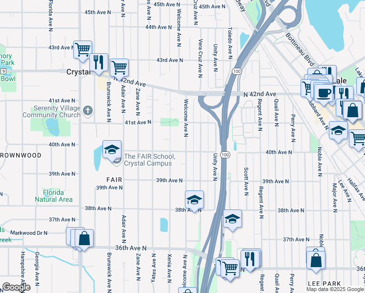 map of restaurants, bars, coffee shops, grocery stores, and more near 4023 Welcome Avenue North in Minneapolis