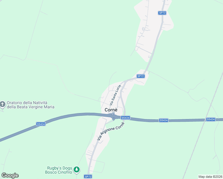 map of restaurants, bars, coffee shops, grocery stores, and more near 297 Via Bassa Corne' II° in Corné