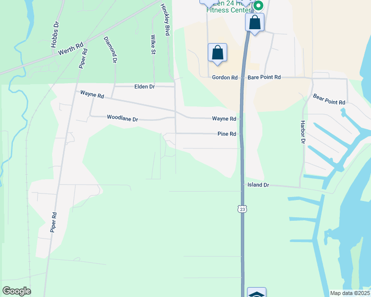 map of restaurants, bars, coffee shops, grocery stores, and more near 1198 Meyers Road in Alpena