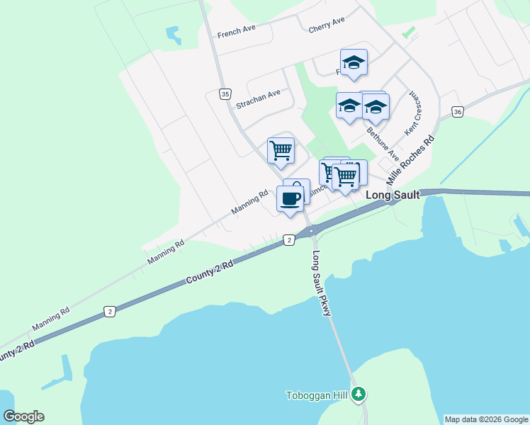 map of restaurants, bars, coffee shops, grocery stores, and more near 15902 A Manning Road in Ingleside
