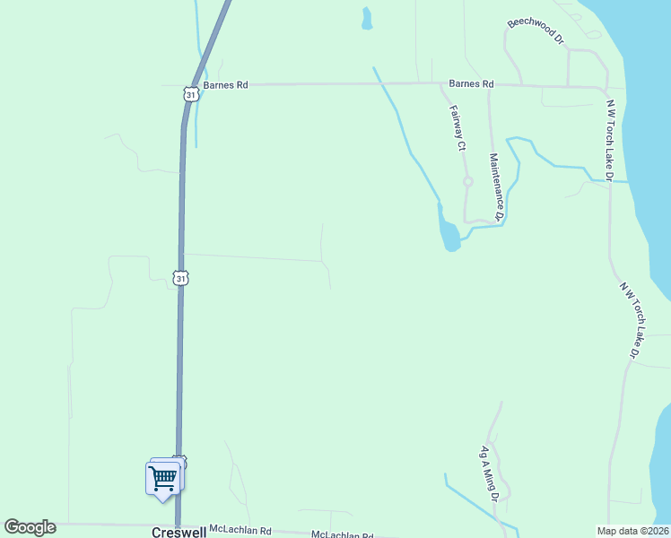 map of restaurants, bars, coffee shops, grocery stores, and more near Mooney Way in Kewadin