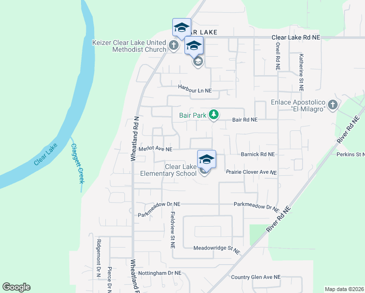 map of restaurants, bars, coffee shops, grocery stores, and more near 933 Merlot Avenue Northeast in Keizer