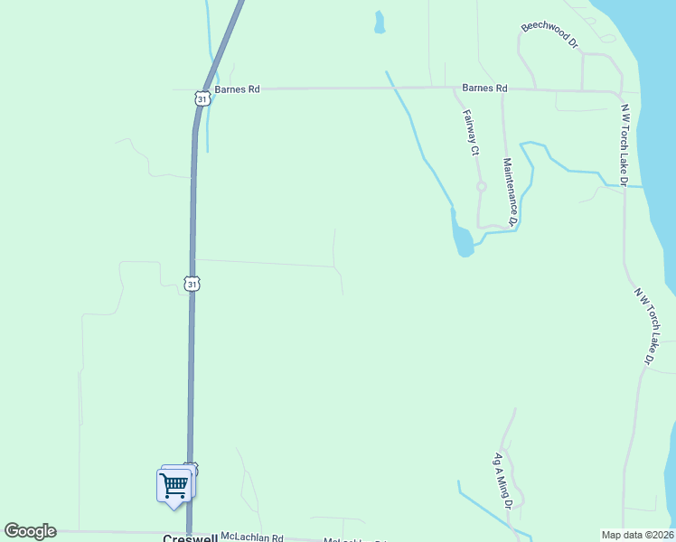 map of restaurants, bars, coffee shops, grocery stores, and more near Mooney Way in Kewadin