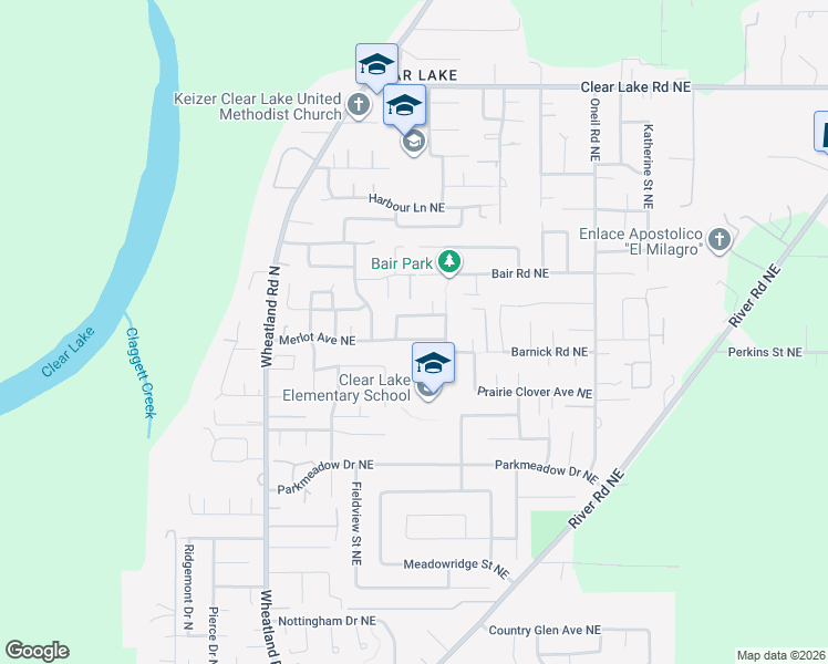 map of restaurants, bars, coffee shops, grocery stores, and more near 1053 Merlot Avenue Northeast in Keizer