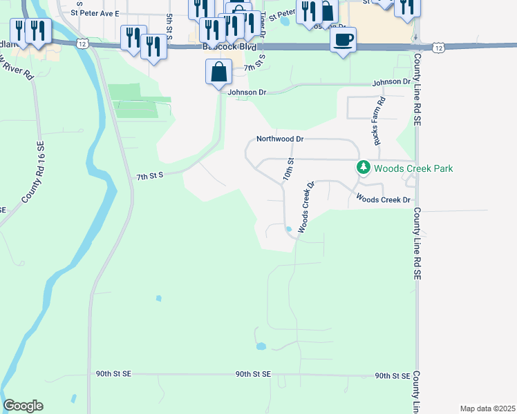map of restaurants, bars, coffee shops, grocery stores, and more near 829 Amur Circle in Delano