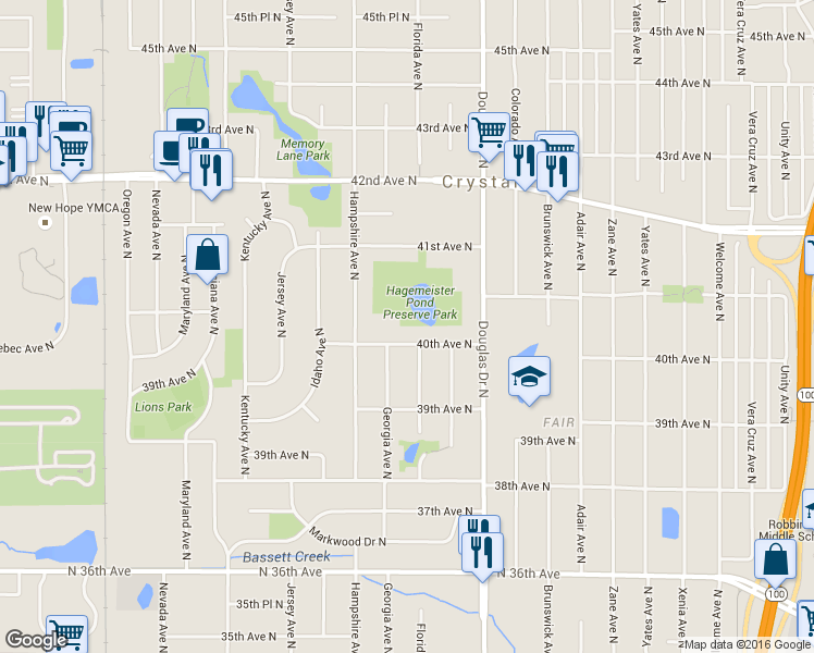 map of restaurants, bars, coffee shops, grocery stores, and more near 6508 40th Avenue North in Minneapolis