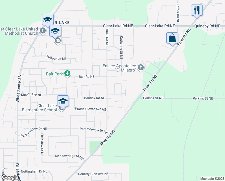 map of restaurants, bars, coffee shops, grocery stores, and more near 7541 Charolais Street Northeast in Keizer