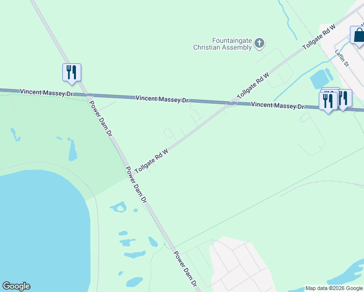 map of restaurants, bars, coffee shops, grocery stores, and more near 2210 Tollgate Road West in Cornwall