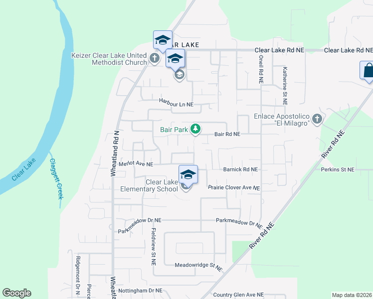 map of restaurants, bars, coffee shops, grocery stores, and more near 1053 Merlot Avenue Northeast in Keizer