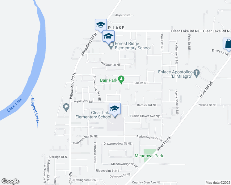 map of restaurants, bars, coffee shops, grocery stores, and more near 1139 Chardonnay Loop Northeast in Keizer