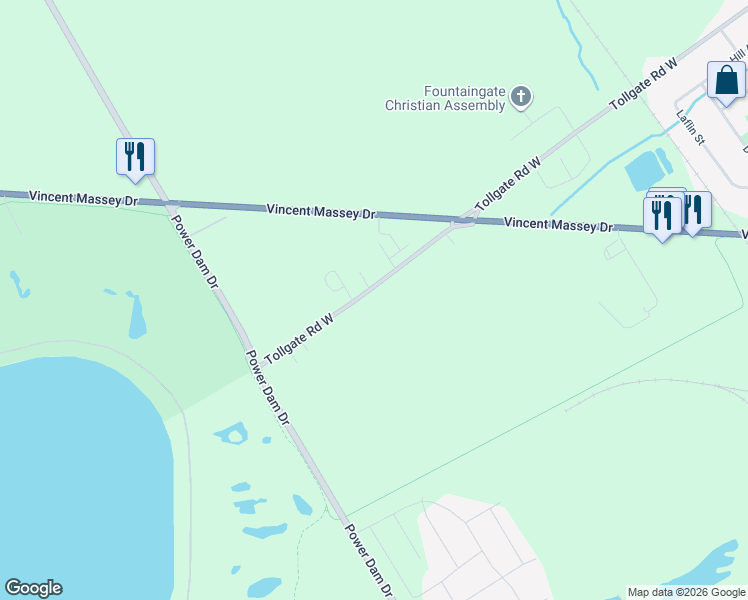 map of restaurants, bars, coffee shops, grocery stores, and more near 2190 Tollgate Road West in Cornwall