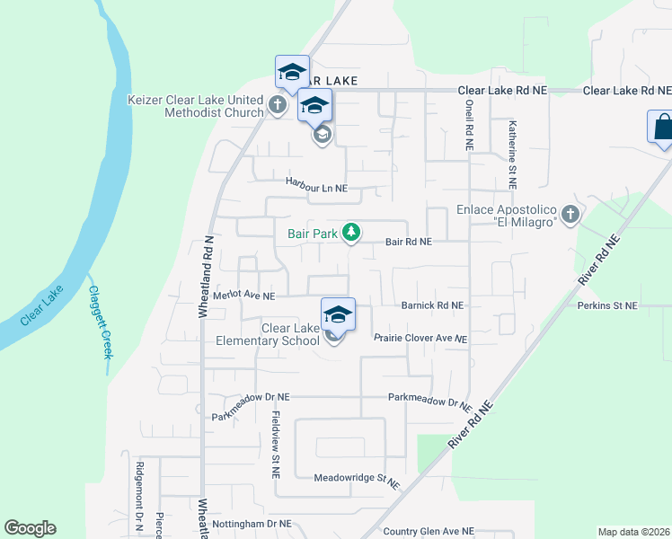 map of restaurants, bars, coffee shops, grocery stores, and more near 1053 Merlot Avenue Northeast in Keizer