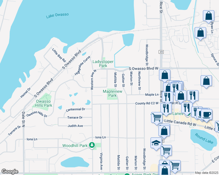 map of restaurants, bars, coffee shops, grocery stores, and more near 2934 Farrington Street in Saint Paul