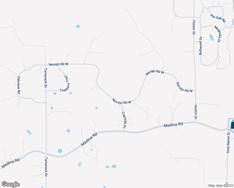 map of restaurants, bars, coffee shops, grocery stores, and more near 800 Navajo Road West in Medina
