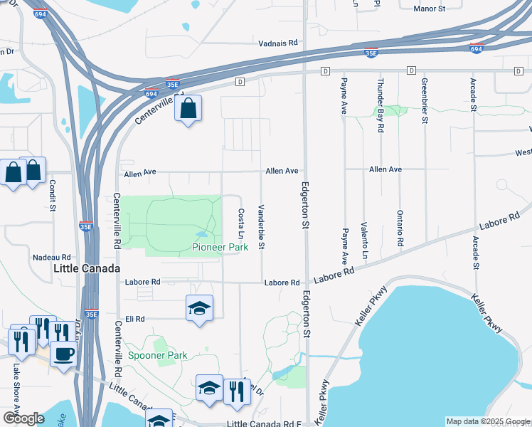 map of restaurants, bars, coffee shops, grocery stores, and more near 2940 Vanderbie Street in Saint Paul