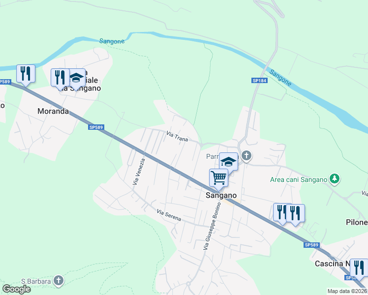 map of restaurants, bars, coffee shops, grocery stores, and more near 10 Via G. Verdi in Sangano