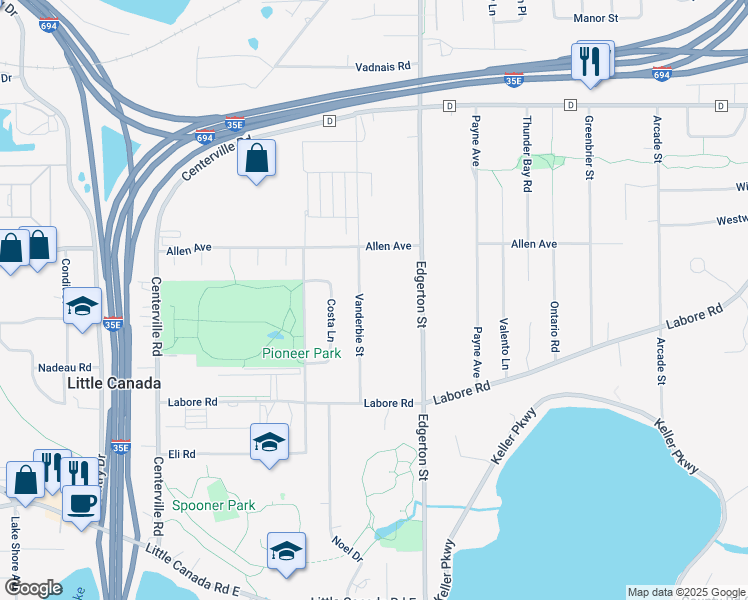 map of restaurants, bars, coffee shops, grocery stores, and more near 2940 Vanderbie Street in Saint Paul