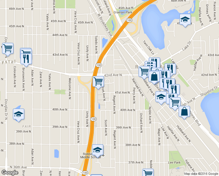 map of restaurants, bars, coffee shops, grocery stores, and more near 4110 Parker Green in Minneapolis