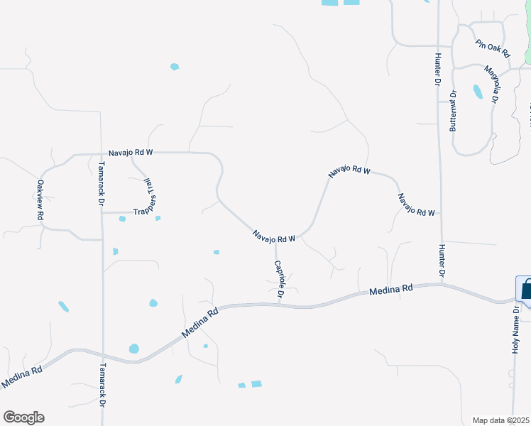 map of restaurants, bars, coffee shops, grocery stores, and more near 800 Navajo Road West in Medina
