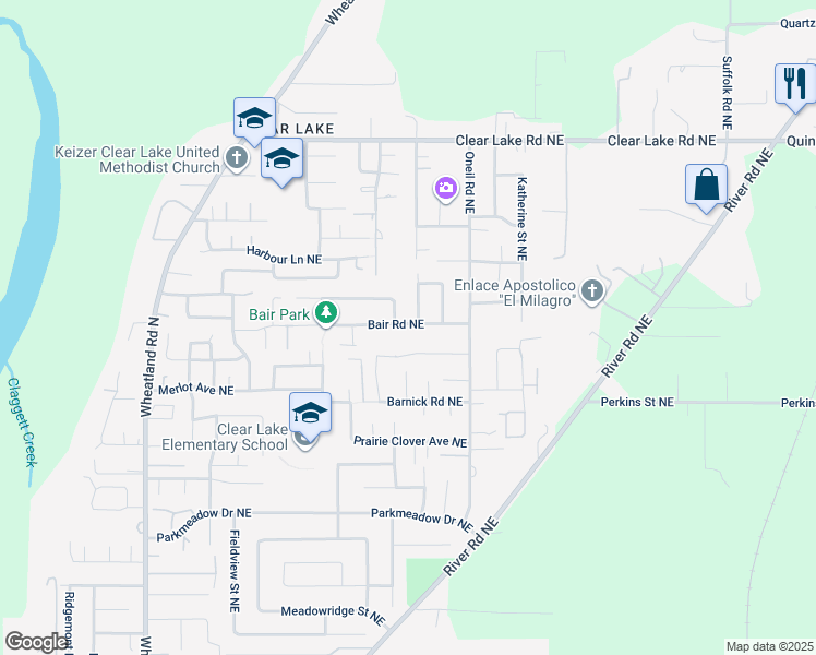 map of restaurants, bars, coffee shops, grocery stores, and more near 1314 Bachman Avenue in Keizer