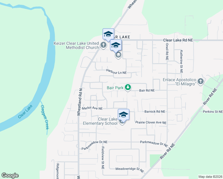 map of restaurants, bars, coffee shops, grocery stores, and more near 7631 Alta Ln in Salem