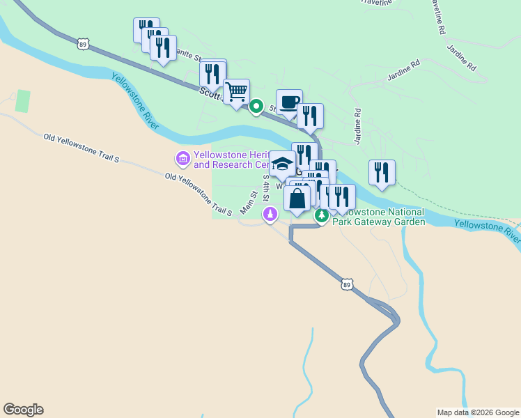 map of restaurants, bars, coffee shops, grocery stores, and more near in Gardiner